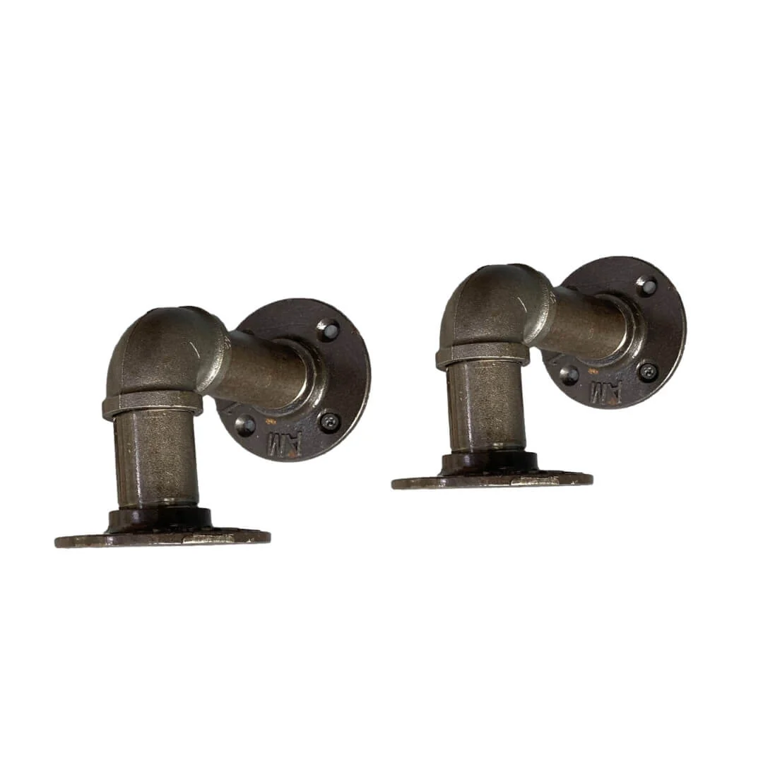 2 x Industrial Steel Pipe Shelf Brackets - Image 3