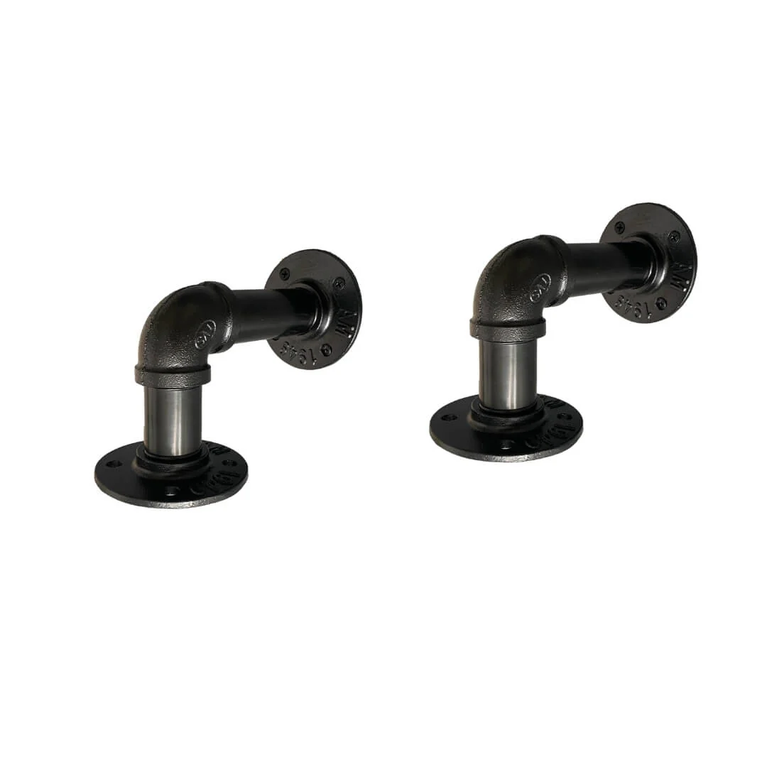 2 x Industrial Steel Pipe Shelf Brackets - Image 4