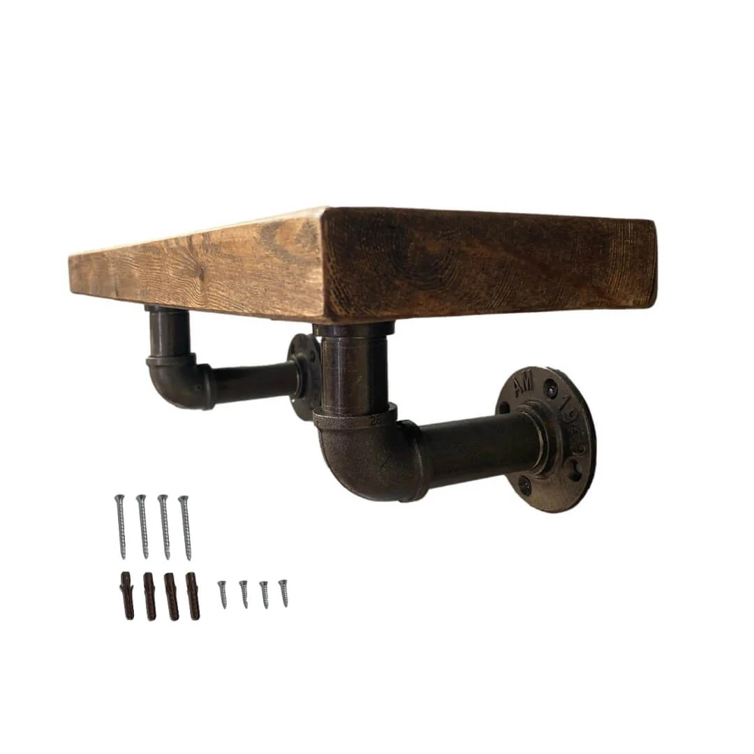 2 x Industrial Steel Pipe Shelf Brackets - Image 5