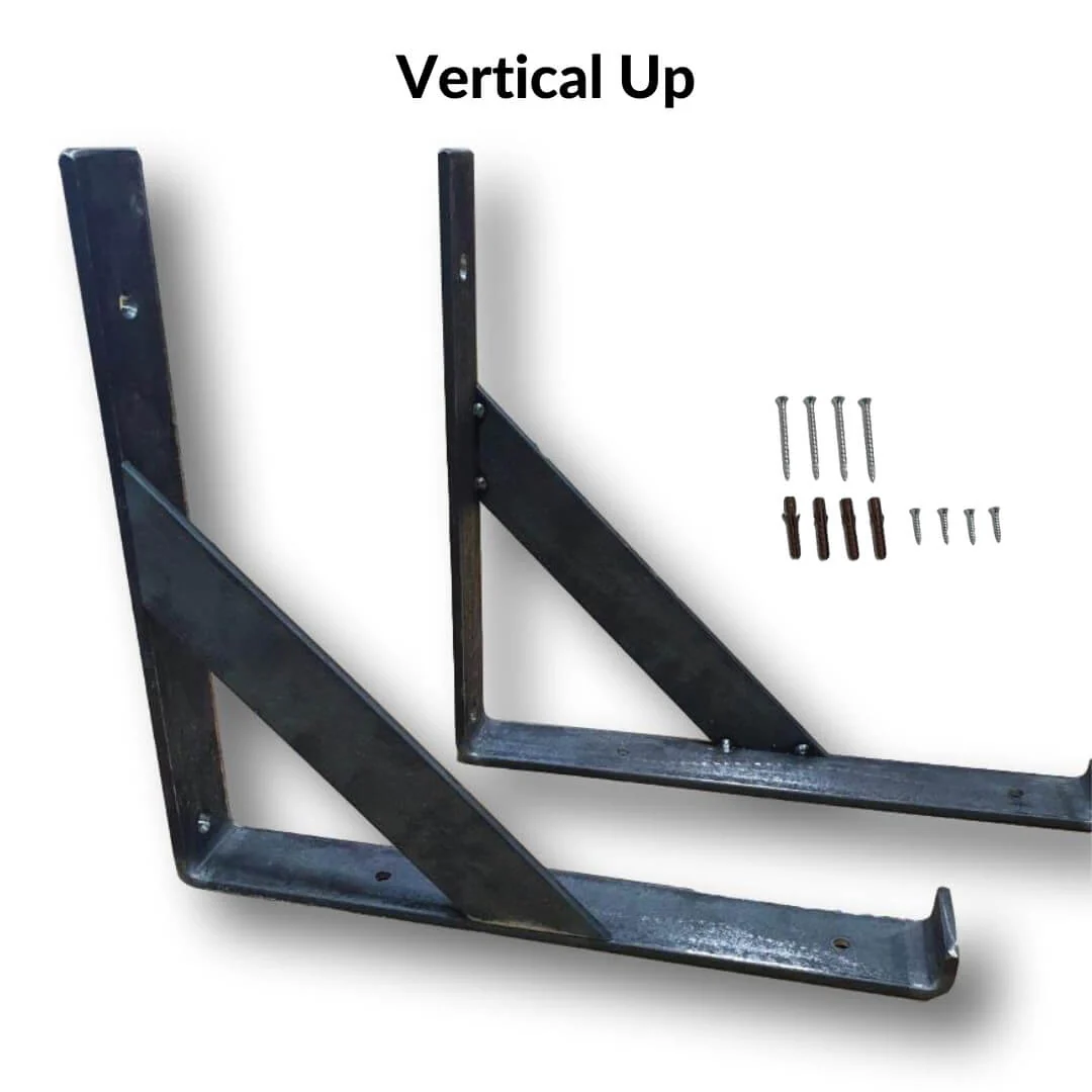 30cm Depth - 38mm Rustic Shelf with Lipped Metal Brackets - Image 7