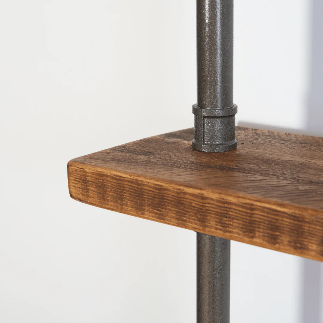 4 Shelf Chunky Pipe Shelving Unit - Floor Mounted - Image 7