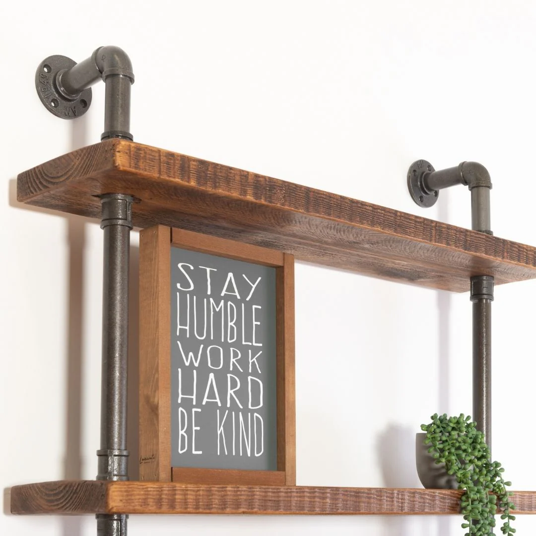 4 Shelf Chunky Pipe Shelving Unit - Floor Mounted - Image 8