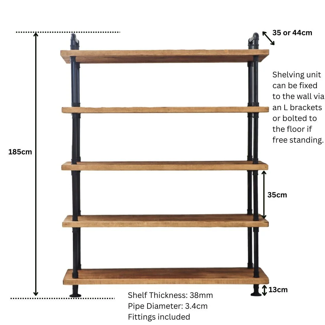 5 Shelf Free Standing Pipe Shelving Unit - Image 4