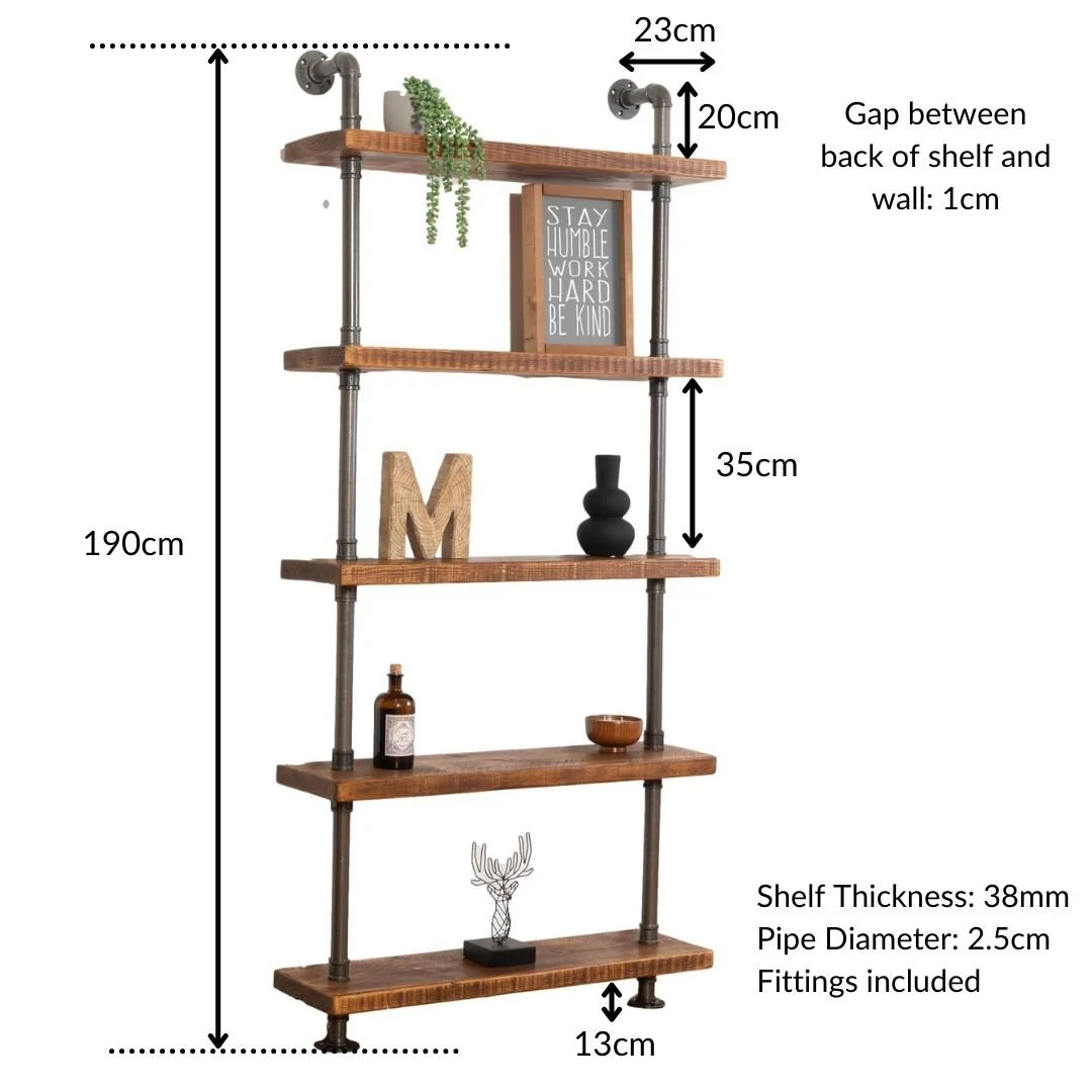 5 Shelf Industrial Chunky Pipe Shelving Unit - Image 5