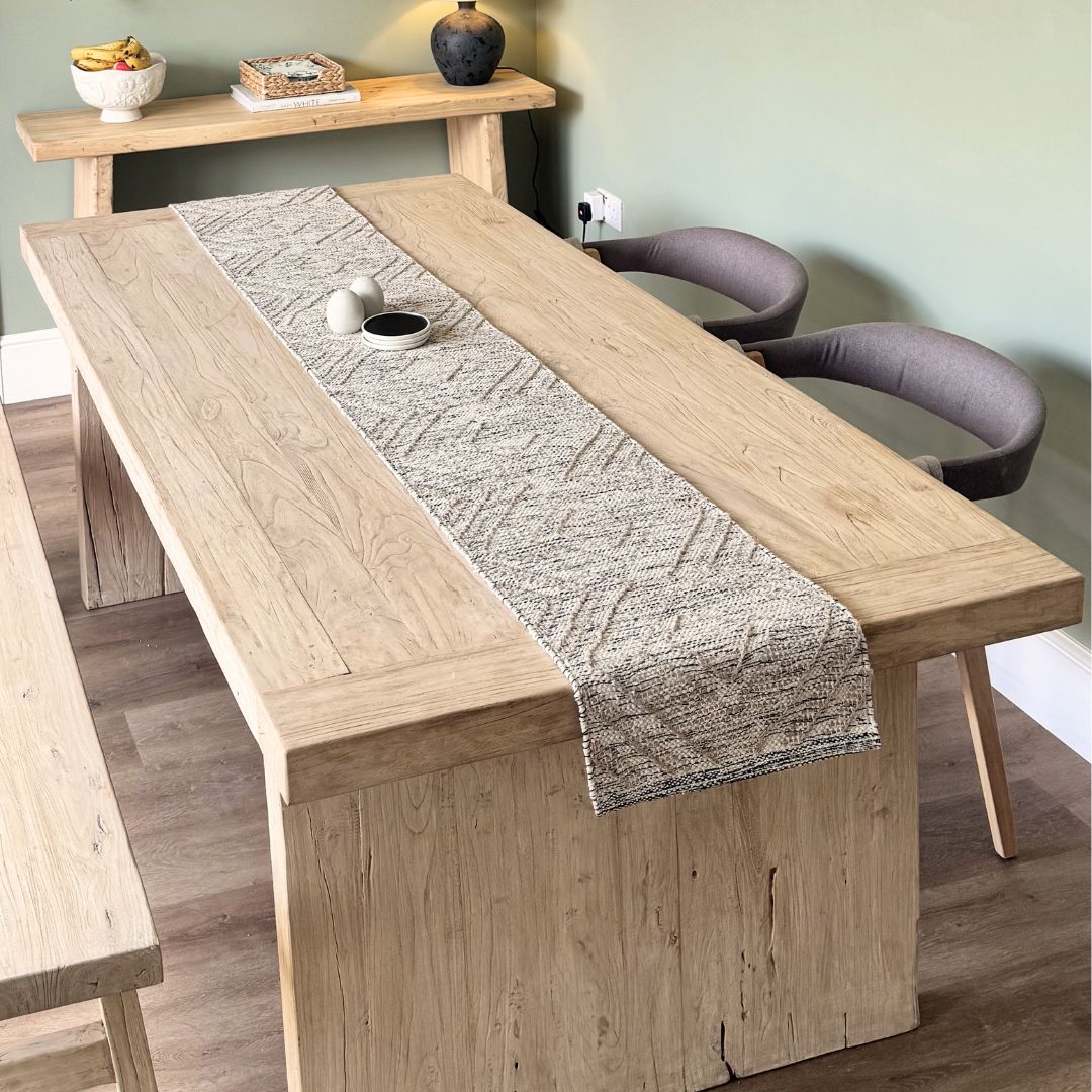 Mardale Reclaimed Elm Dining Table - Solid Leg - Image 4