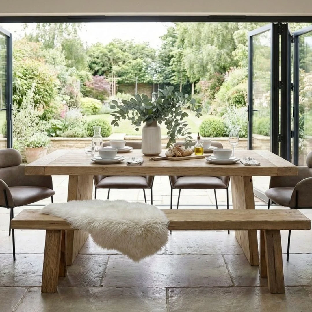 Mardale Reclaimed Elm Dining Table - Solid Leg - Image 8