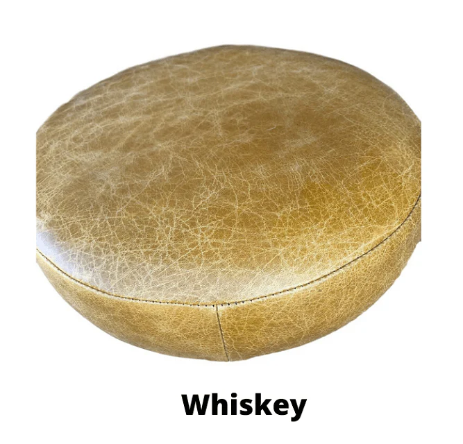 Industrial Bar Stool - 70mm Thick Leather Seat - Image 21