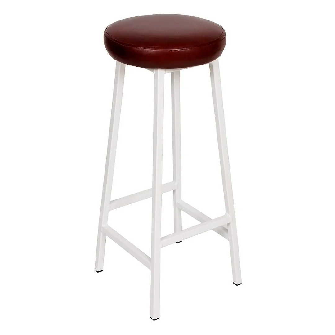 Industrial Bar Stool - 70mm Thick Leather Seat - Image 8