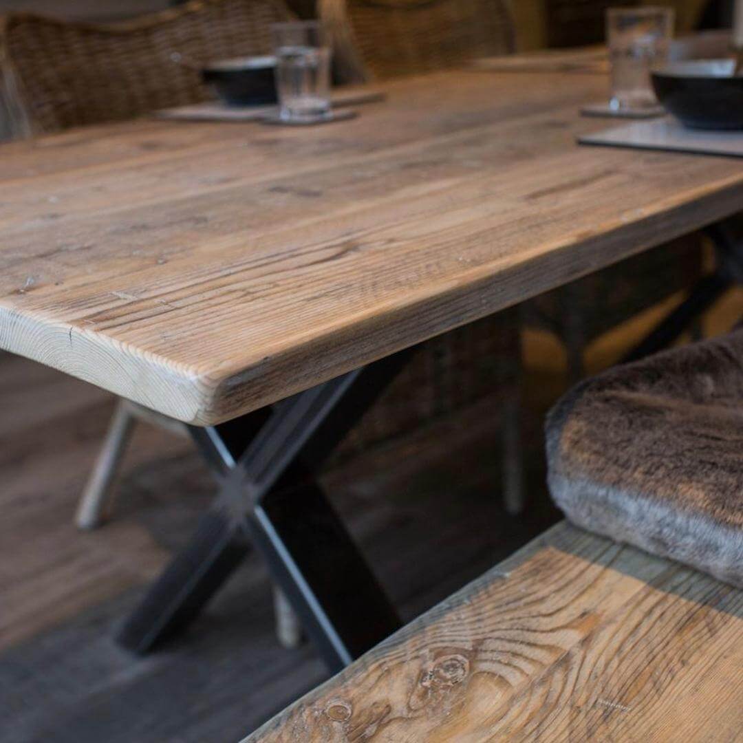Blencathra Industrial Garden Table - X Frame Leg - Image 10