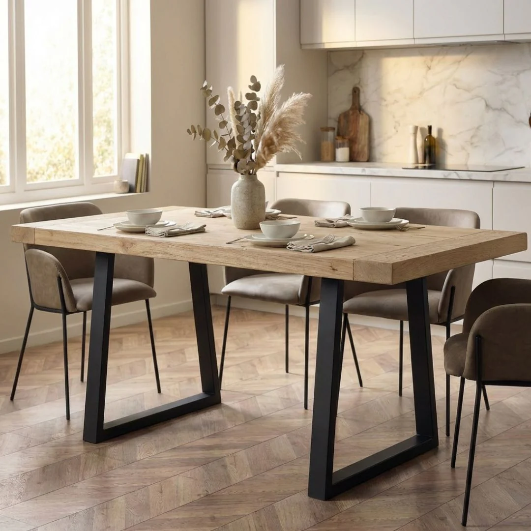 Coniston - Reclaimed Elm Dining Table - Trapezium Legs - Image 3