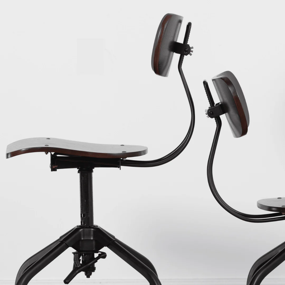 Vintage Industrial Swivel Office Chair - Walnut - Image 4