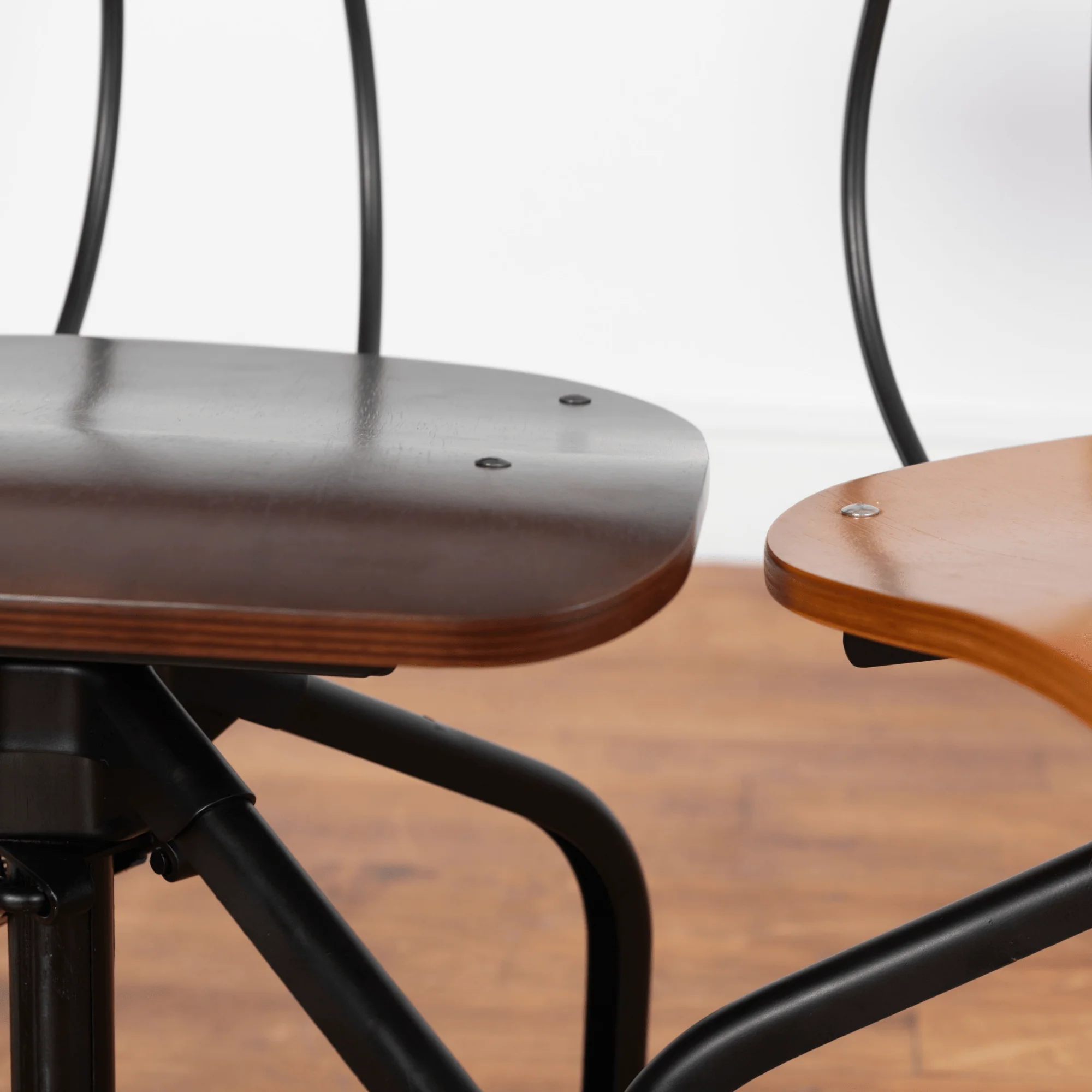 Vintage Industrial Swivel Office Chair - Walnut - Image 8