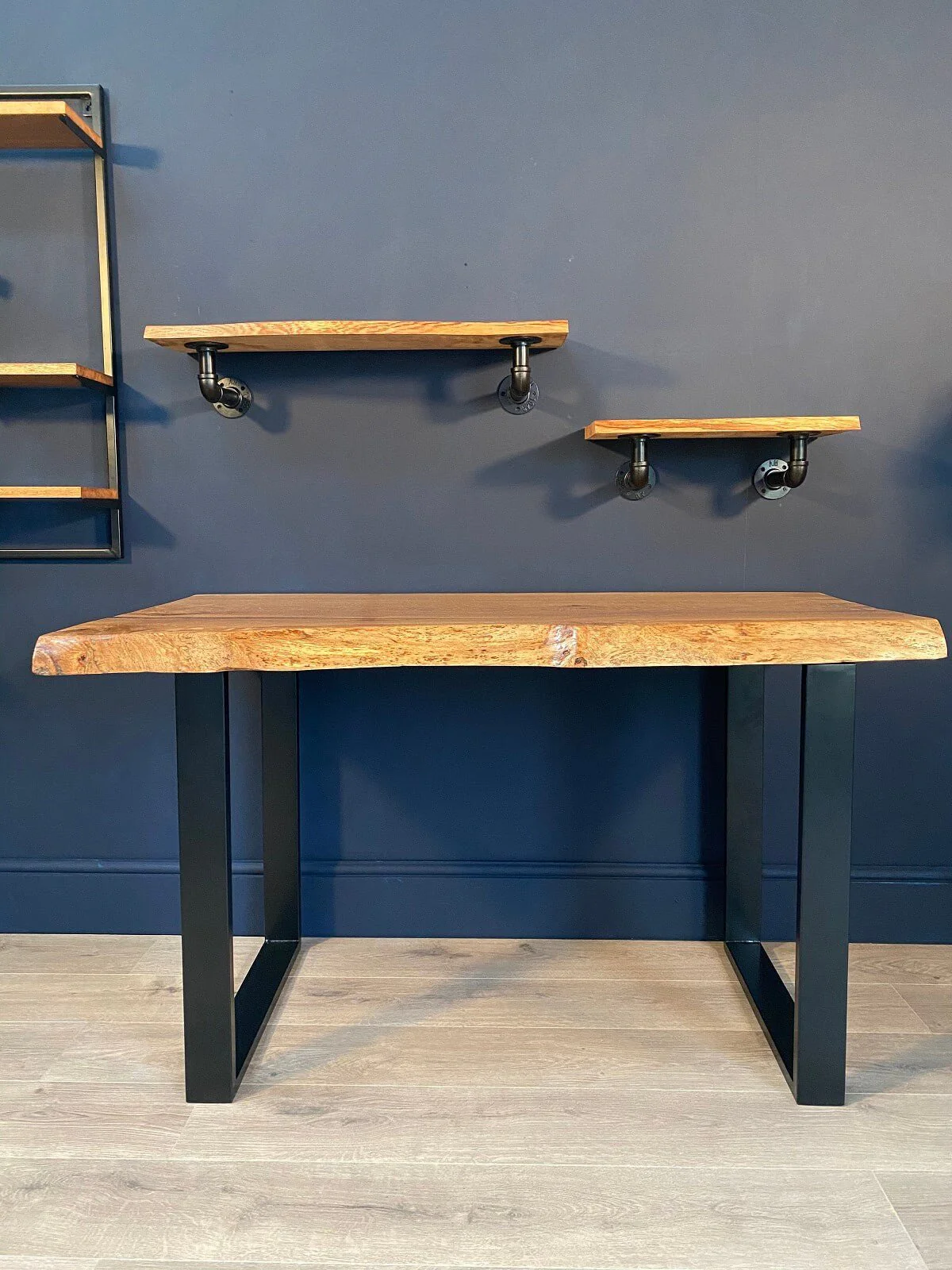 The 60-85mm English Oak Live Edge Resin Infill Executive Desk - Image 9