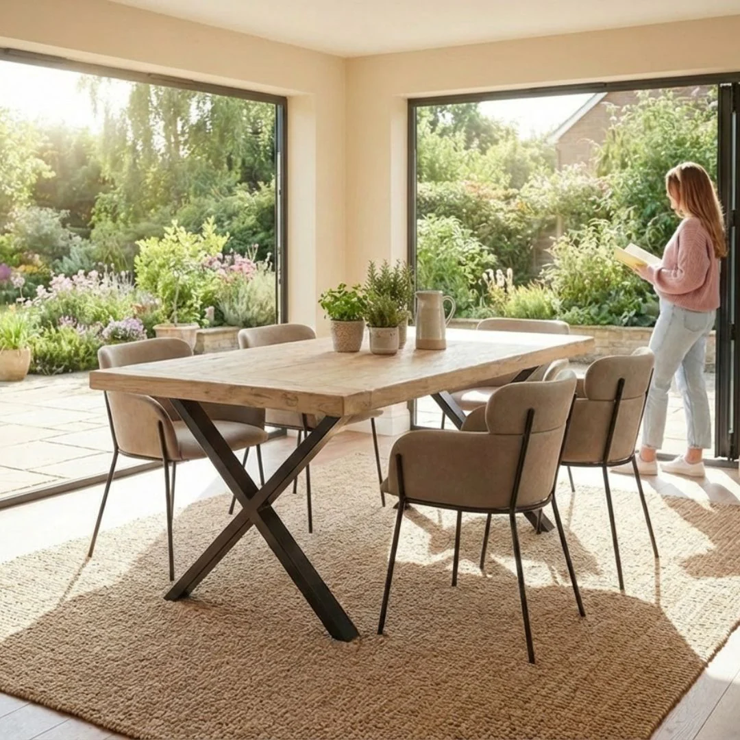 Haystacks - Reclaimed Elm Dining Table - X Legs - Image 4