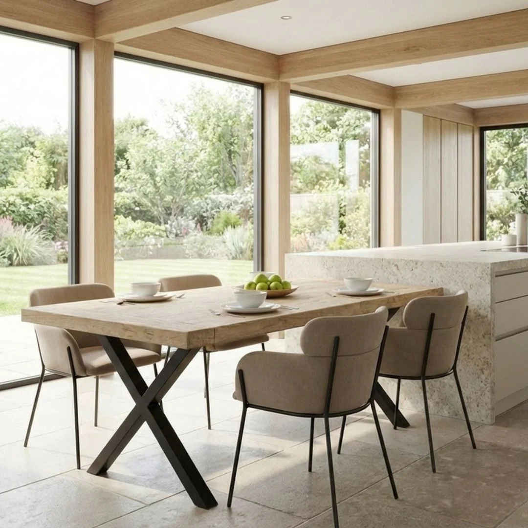 Haystacks - Reclaimed Elm Dining Table - X Legs - Image 5