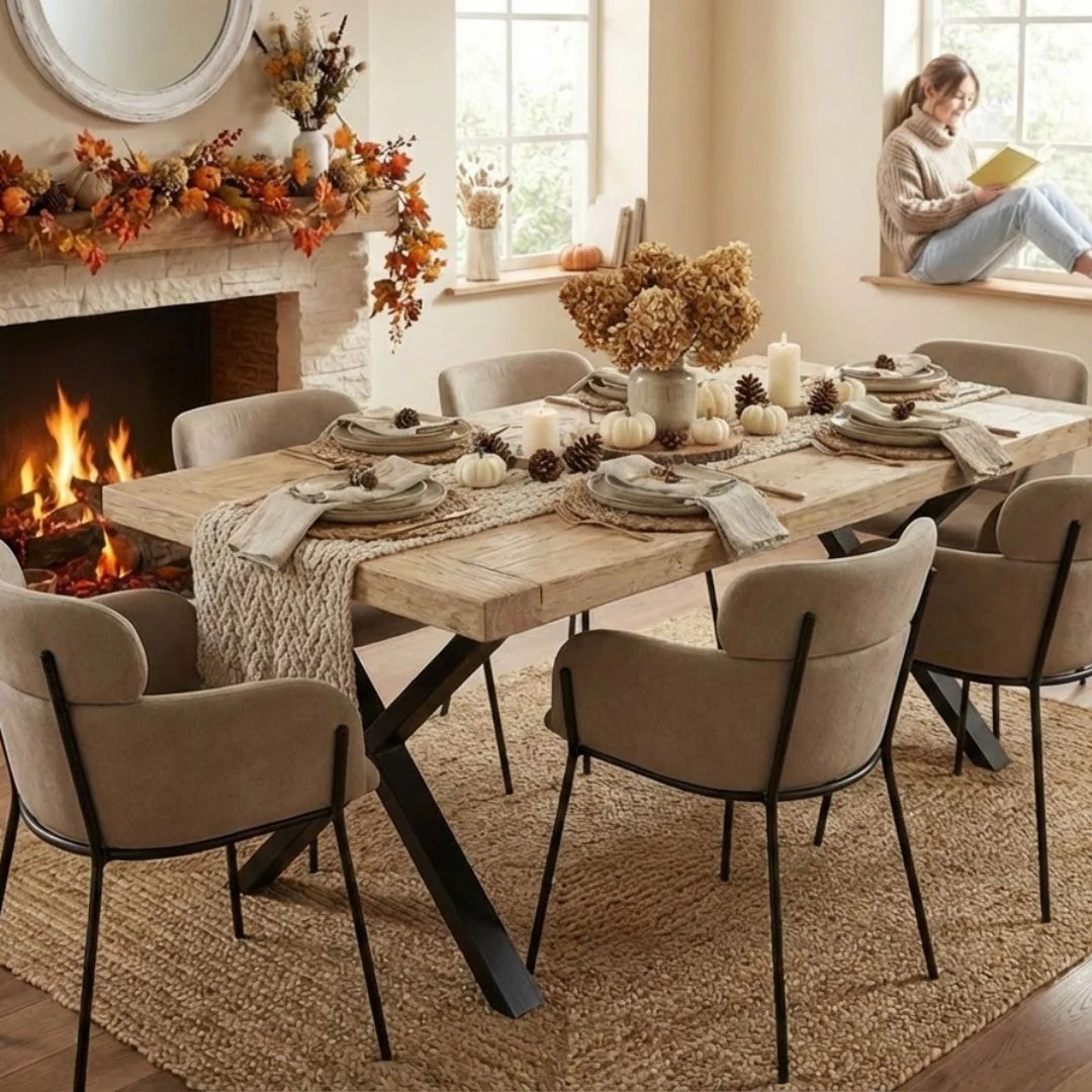Haystacks - Reclaimed Elm Dining Table - X Legs - Image 6