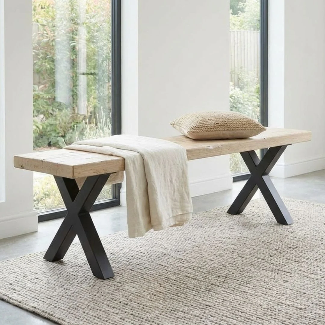 Haystacks - Reclaimed Elm Dining Table - X Legs - Image 9