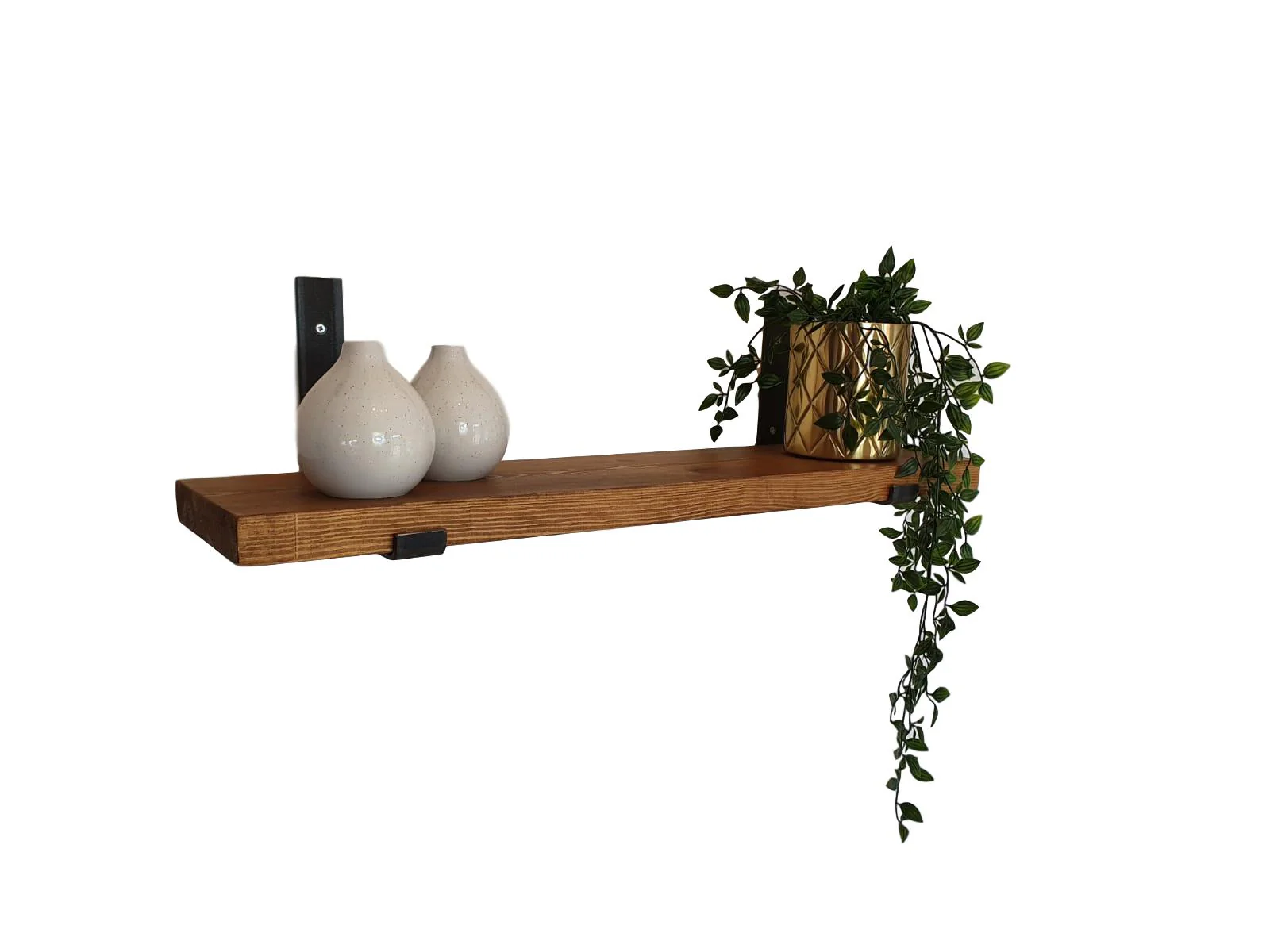 Modern Planed Shelf with Lipped Metal Brackets - Image 4