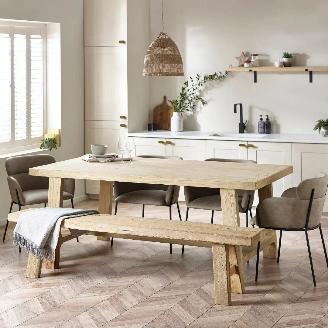 Robinson Reclaimed Elm Dining Table - Trestle Leg - Image 3