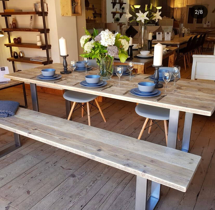 Reclaimed Rustic Weathered Bench Top - Image 11
