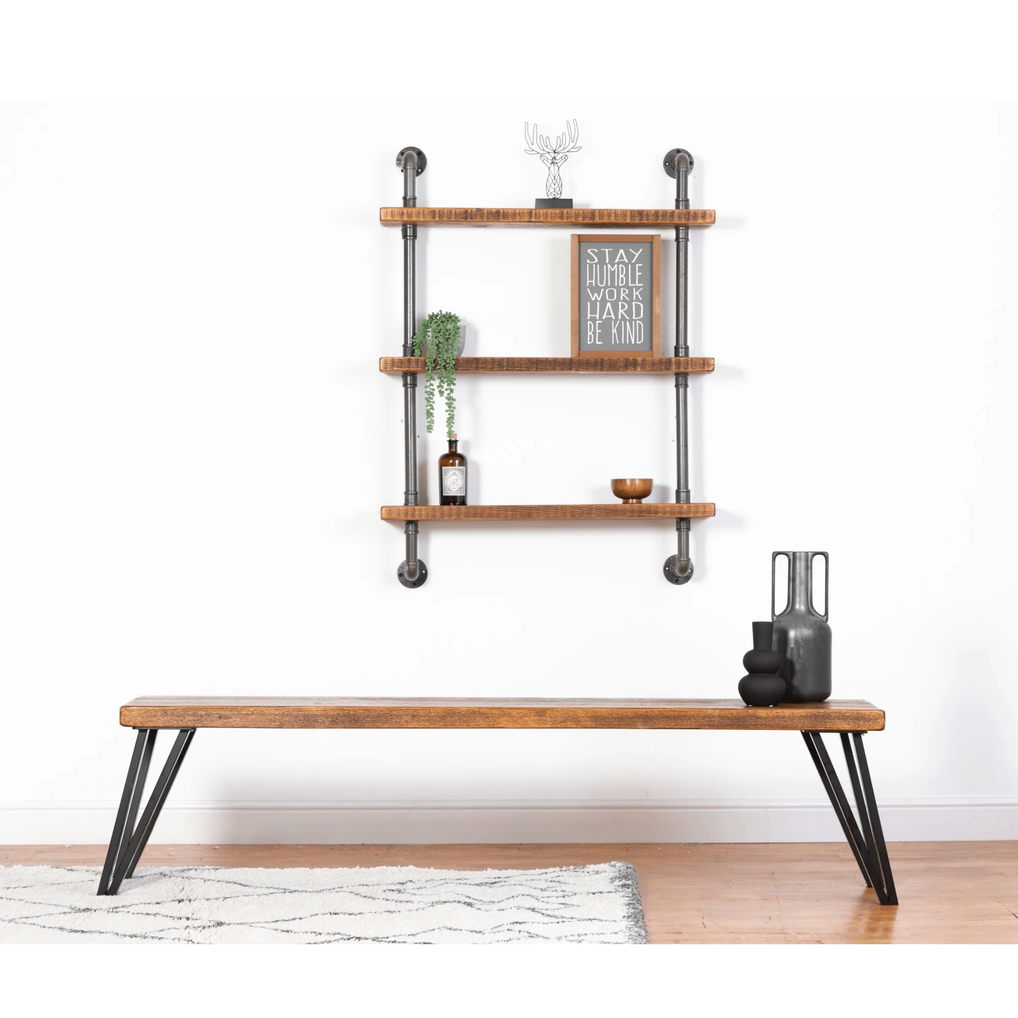 Birkhouse Industrial Bench - Box Hairpin Legs - Image 4