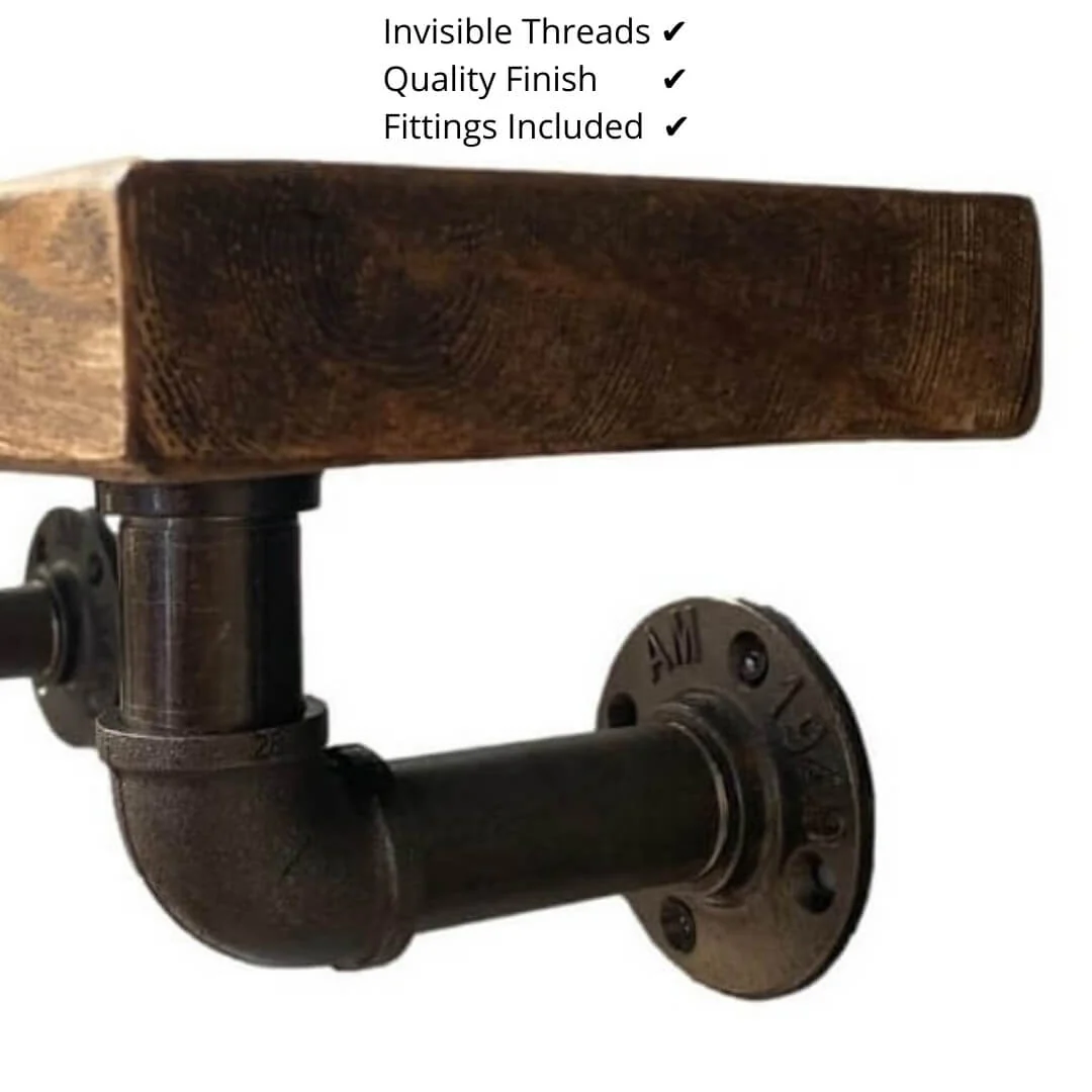 Rustic Shelf 38mm with Pipe Brackets - Image 15