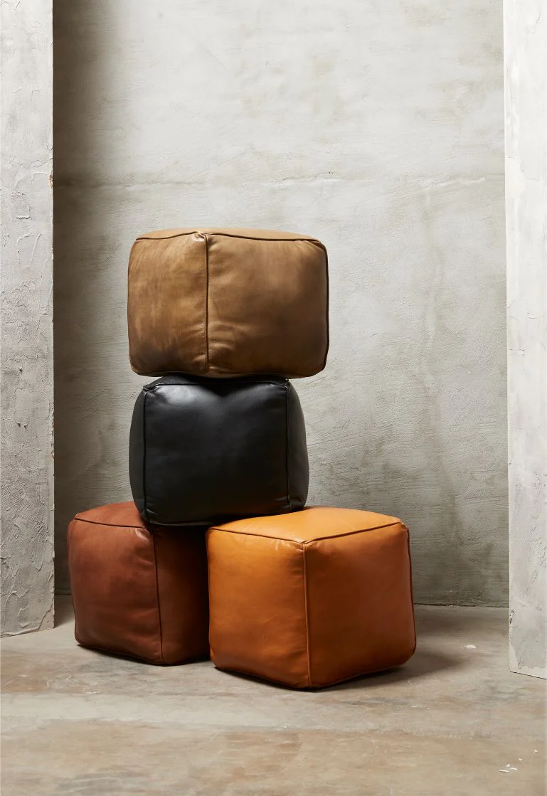 St. Thomas Patina – Buffalo Leather Pouffe - Image 3