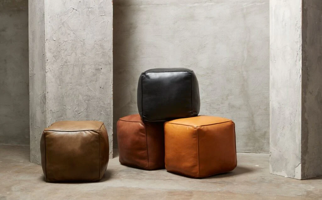 St. Thomas Rose Brown – Buffalo Leather Pouffe - Image 4