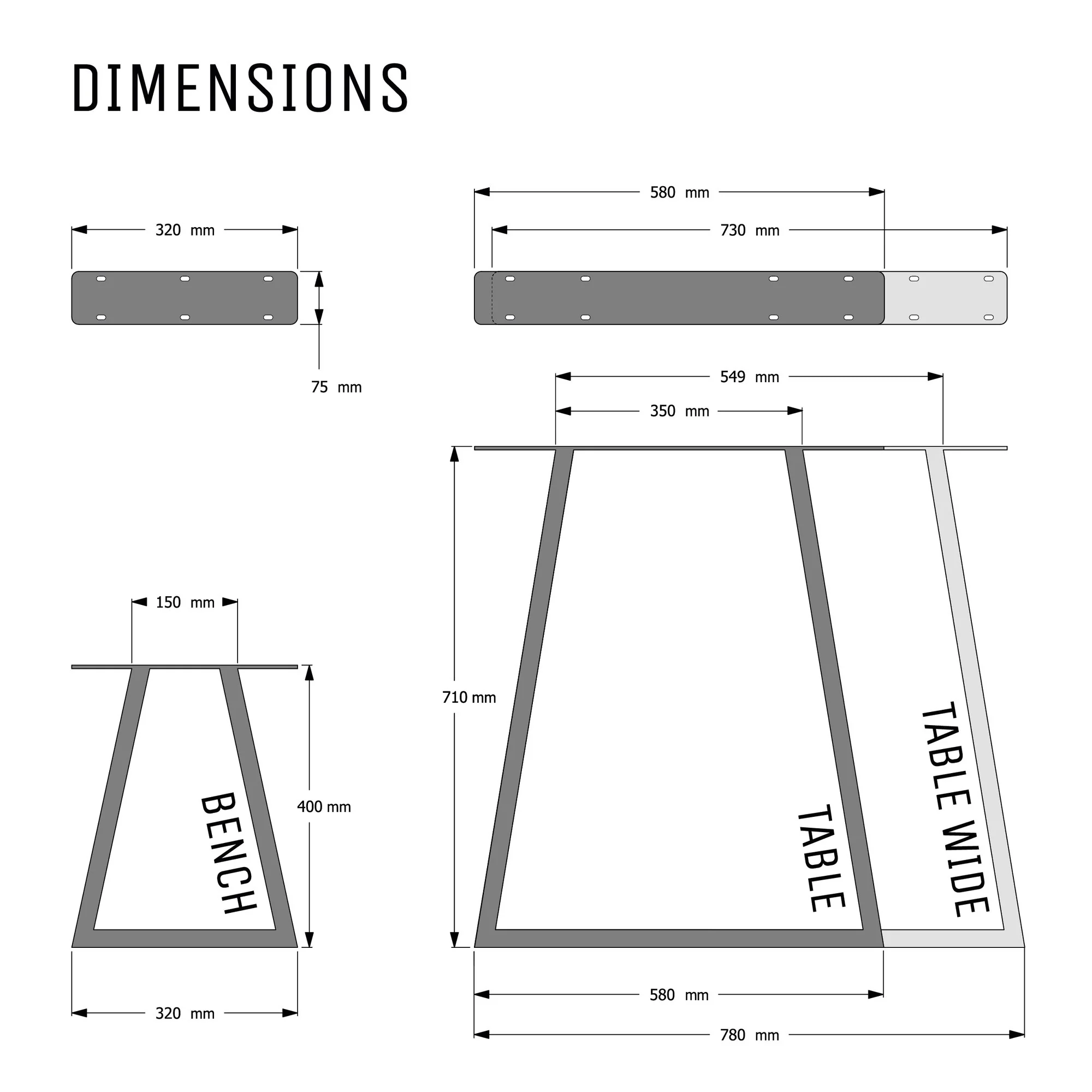 Trapezium Industrial Legs - Image 4