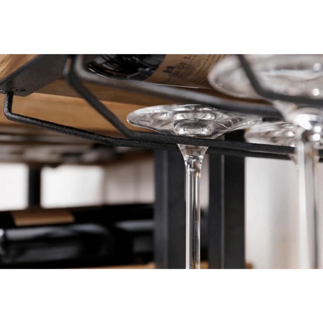WINEMATE Smooth Teak 6 Bottles / Glass Holder - Style D - Image 4