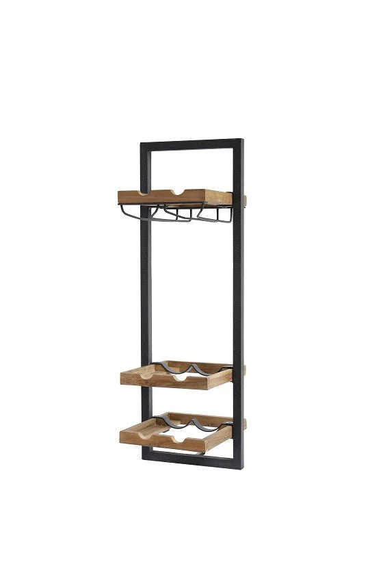 WINEMATE Smooth Teak 6 Bottles / Glass Holder - Style D - Image 9