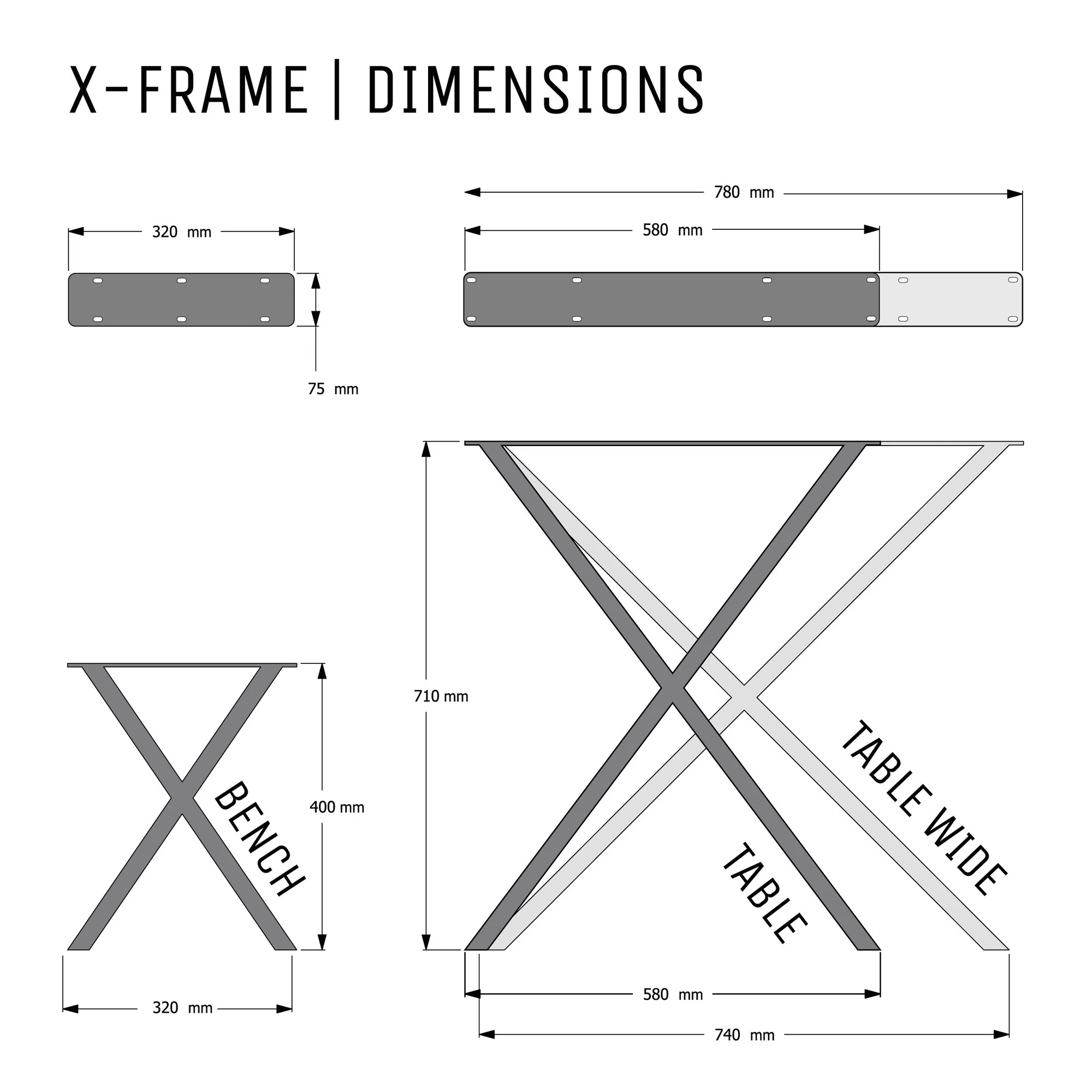 X-Frame Industrial Legs - Image 3